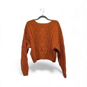 MM by My Michelle Women's Orange Cable Knit Crewneck Sweater Size Large